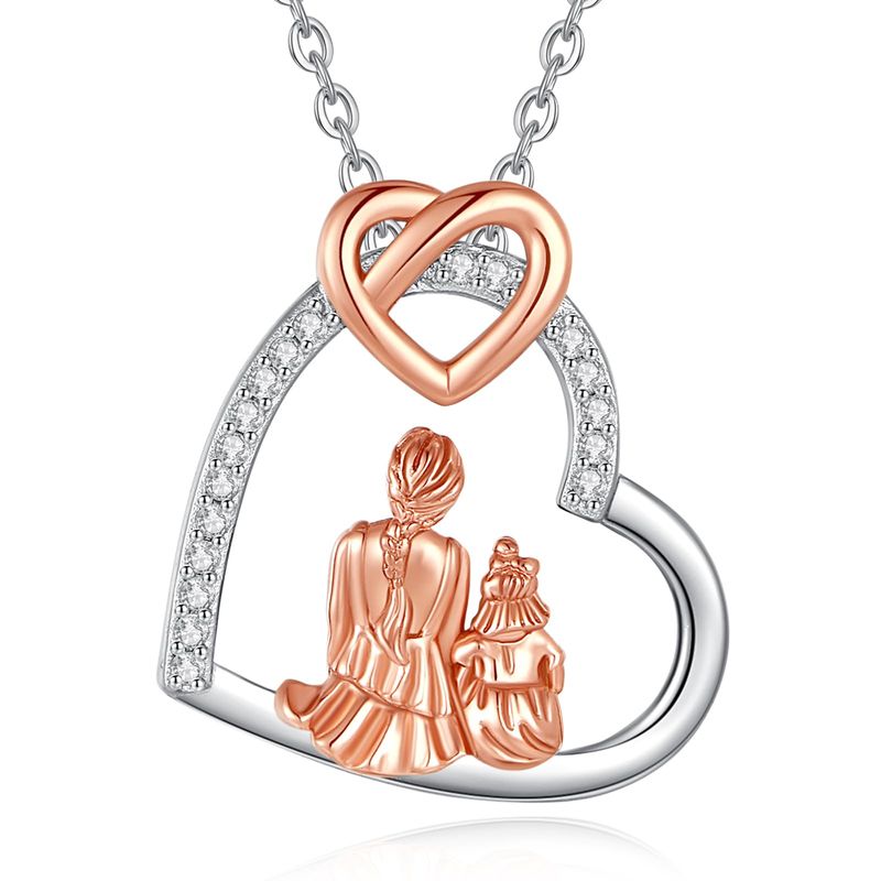 INFUSEU Collana Mamma e Figlia Argento 925 Oro Rosa