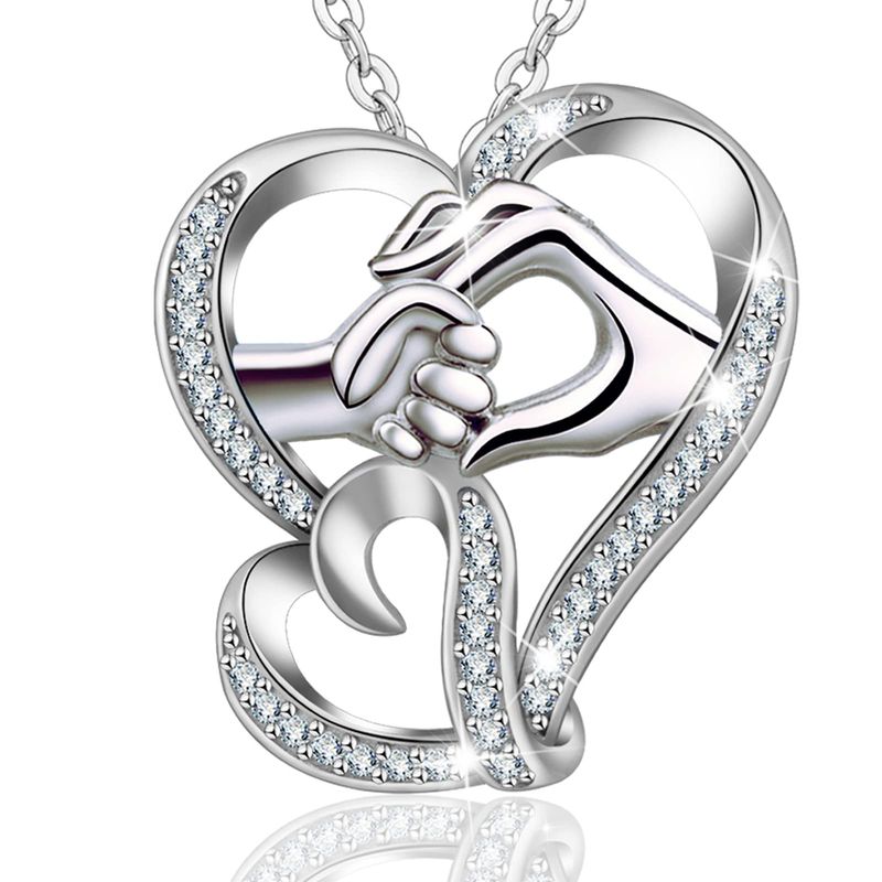 INFUSEU Collana Mamma e Figlia Cuore Argento 925