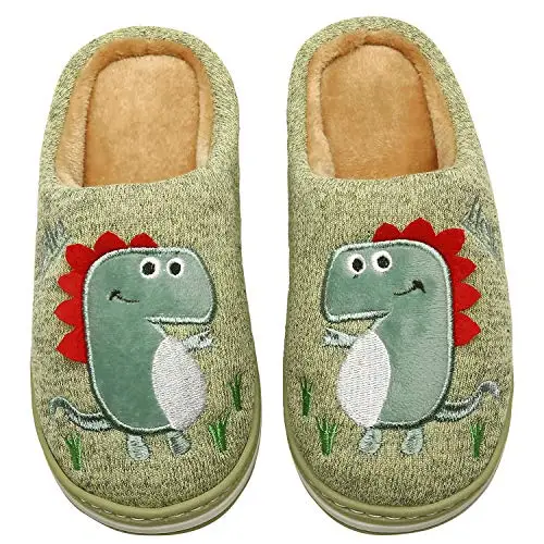 INMINPIN Ciabatte Interne bambini di Cotone Dinosauro, Verde, 27/28 EU miniatura 2