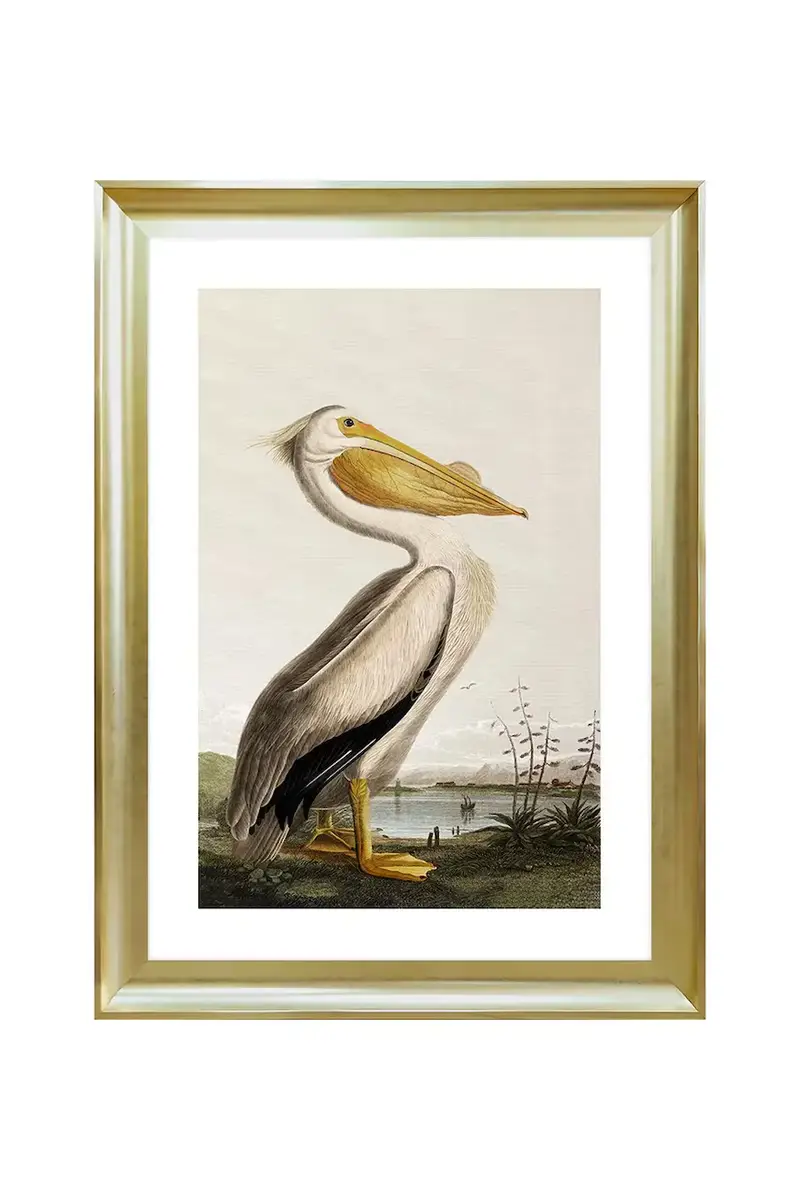 home & lifestyle decorazione da parete in cornice PELICAN OVER THE WATER 50 x 70 cm Multicolore