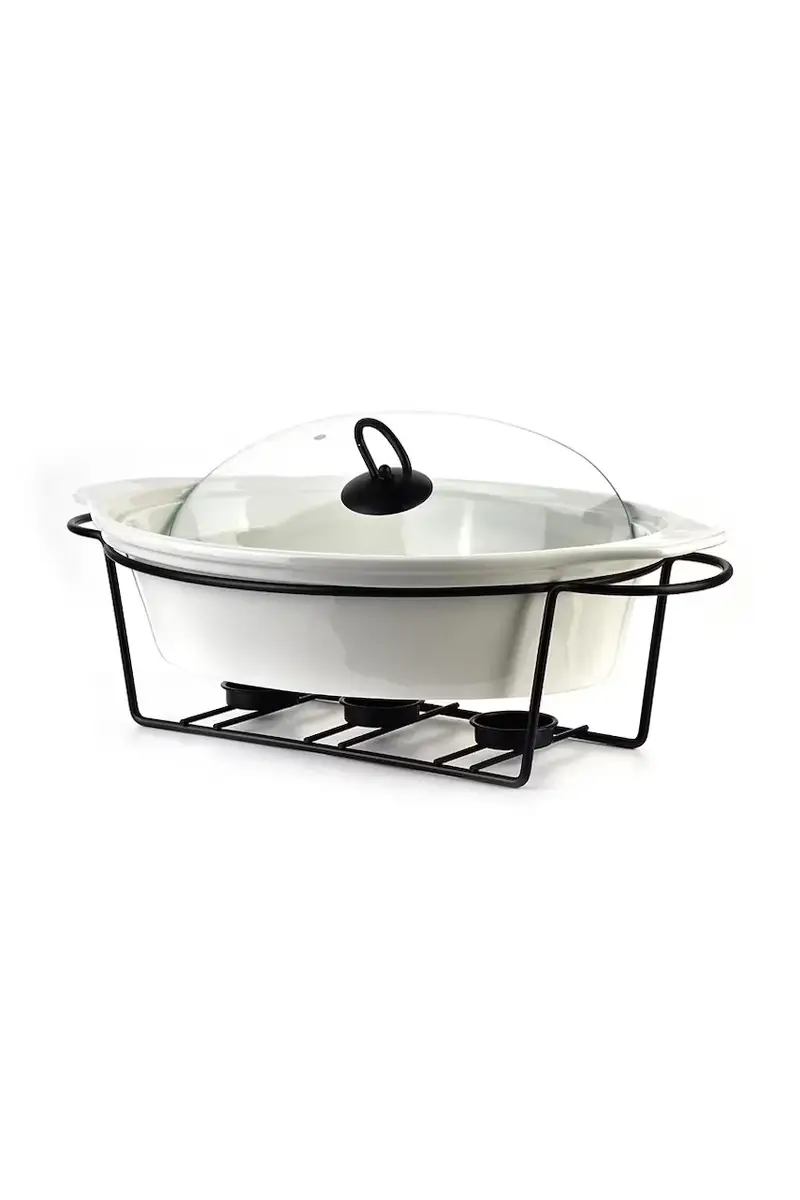 home & lifestyle piatto con coperchio e riscaldatore Modern Kitchen 2, 6 L colore bianco miniatura 2