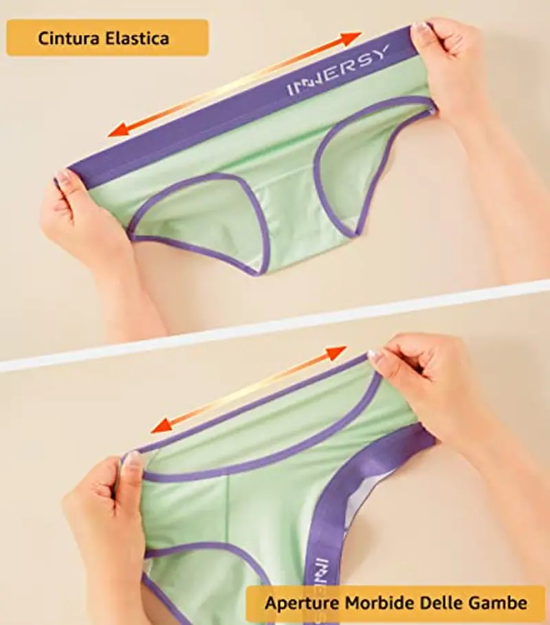 INNERSY Mutande Bambina 12 Anni Cotone Slip Ragazza Sportivi Vita Media Culotte 8-16 Pacco da 6 (12-14 Anni, 2 Nero/4 Multicolore) miniatura 2