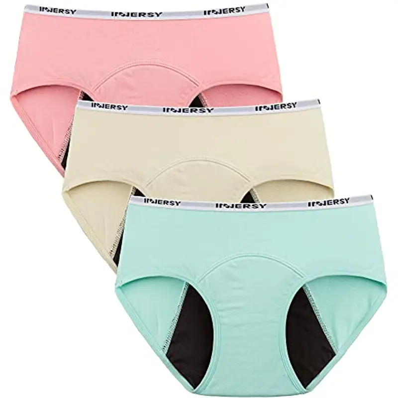 INNERSY Mutande Ciclo Mestruale Ragazza Set Cotone Culotte Mestruali Impermeabili Slip Multipack 3