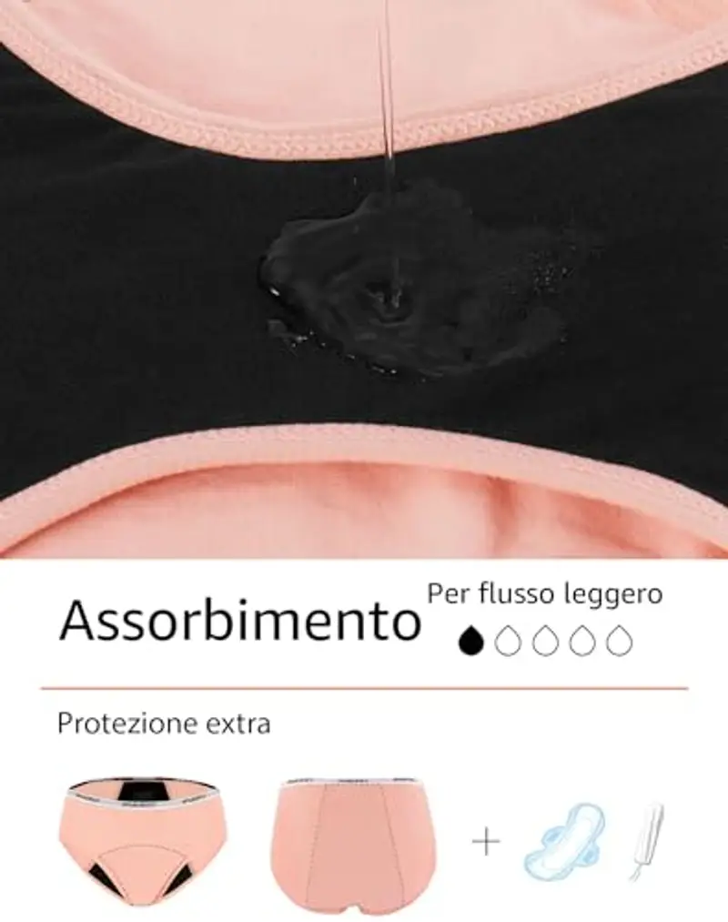 INNERSY Mutande Ciclo Mestruale Ragazza Set Cotone Culotte Mestruali Impermeabili Slip Multipack 3 miniatura 2