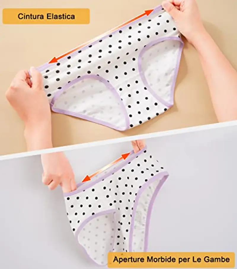 INNERSY Mutandine Ragazze Adolescenti Slip Ragazza Cotone Culotte Sportive Vita Bassa Multipack 6 (14 Anni, Macaron Colore/Punti) miniatura 2