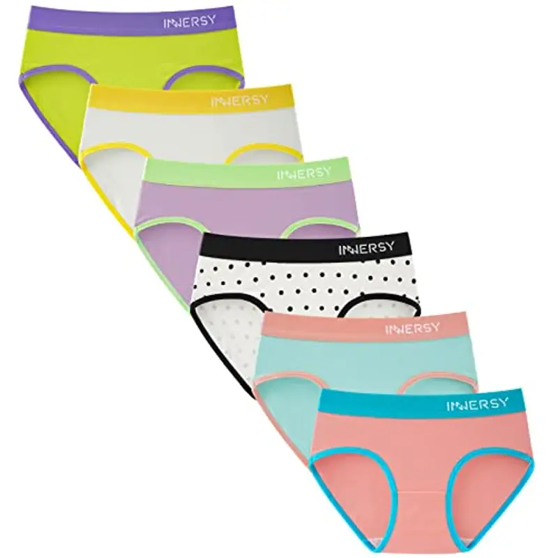 INNERSY Slip Bambina 12 Anni Cotone Mutande Ragazza Sportive Intimo Adolescenti 8-16 Multipack 6 (14-16 Anni, 5 Multicolore/1 Pois)