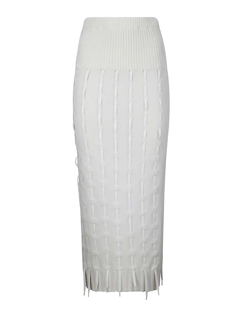 Gonna in maglia inviditi di lacci Bianco