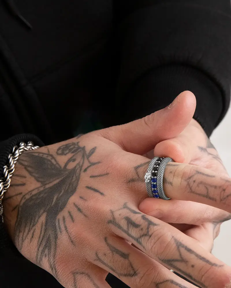 Anello Fascia Squamata Con Brillanti Nerazzurri Inter X Nove25 Brunito Lucido miniatura 2