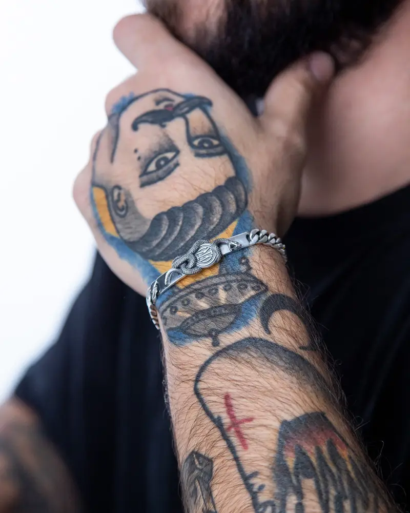 Bracciale Targa Grumetta Biscione Inter X Nove25 Brunito Lucido miniatura 2