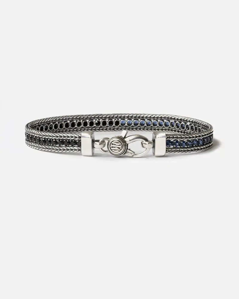 Im Inter X Nove25 Bracciale Tennis In Argento Con Brillanti Nerazzurri Brunito Lucido