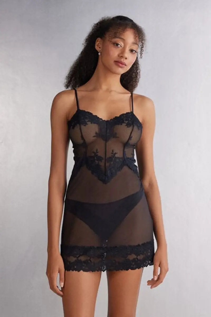 Intimissimi Baby-doll Pretty Flowers Donna Nero Taglia L