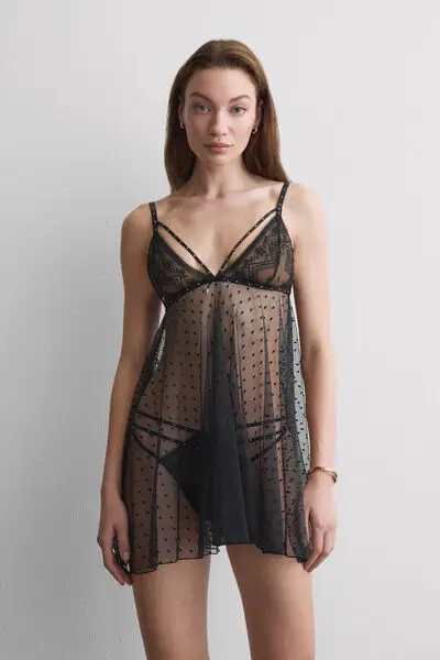 Babydoll in Pizzo Flirt Fearlessly Donna Nero