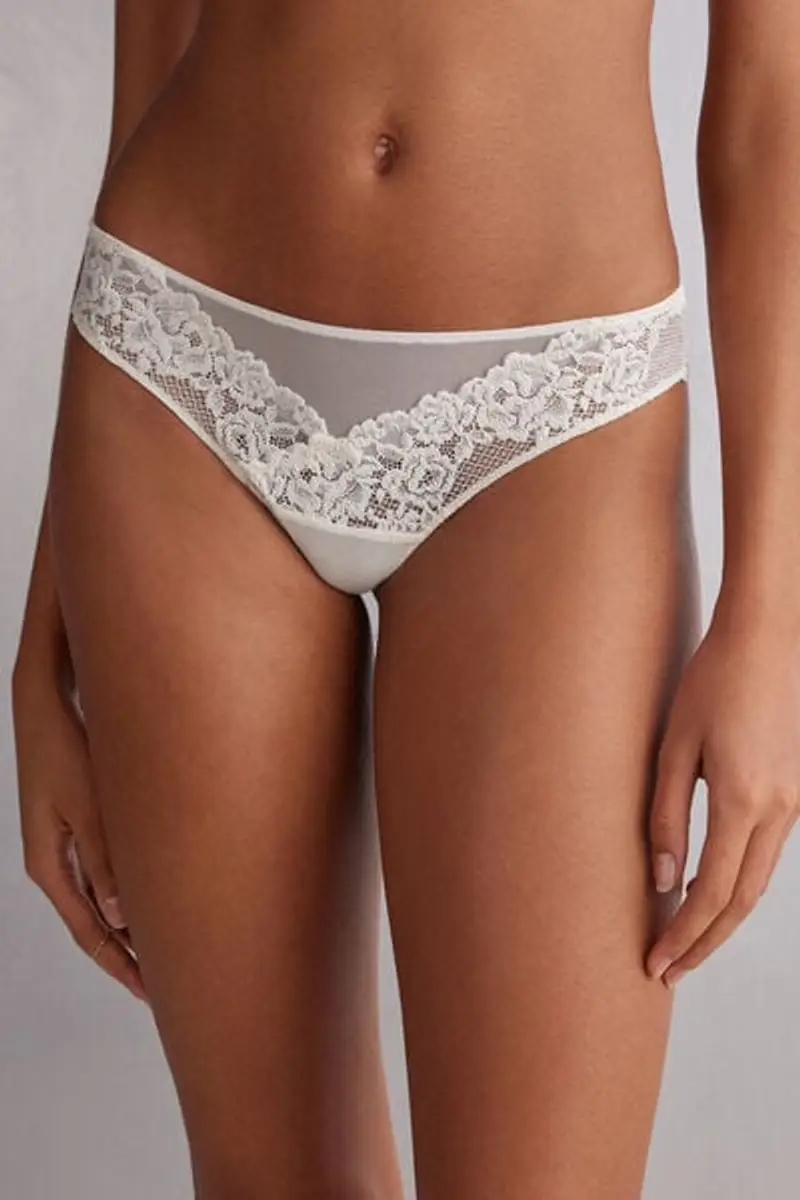 Intimissimi Brasiliana con Pizzo Floreale Donna Avorio Taglia 5