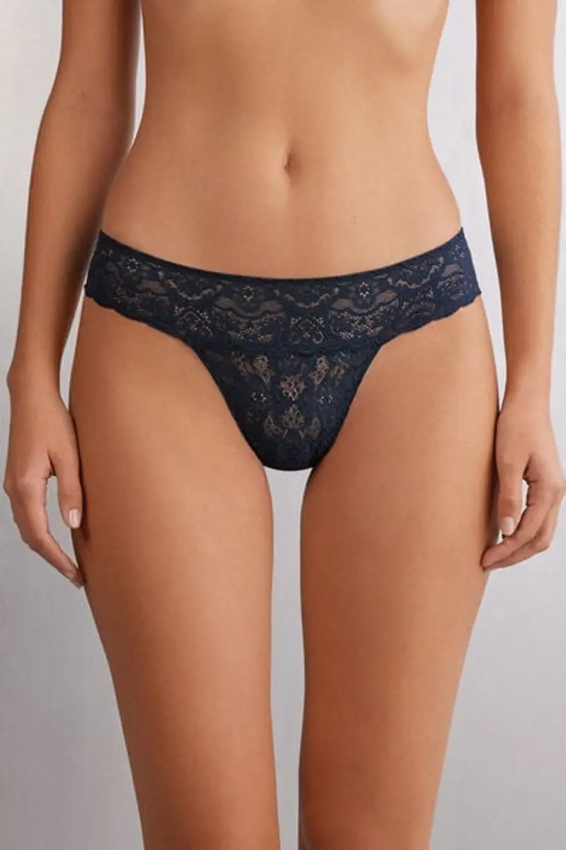 Intimissimi Brasiliana in Pizzo Donna Blu Taglia 2