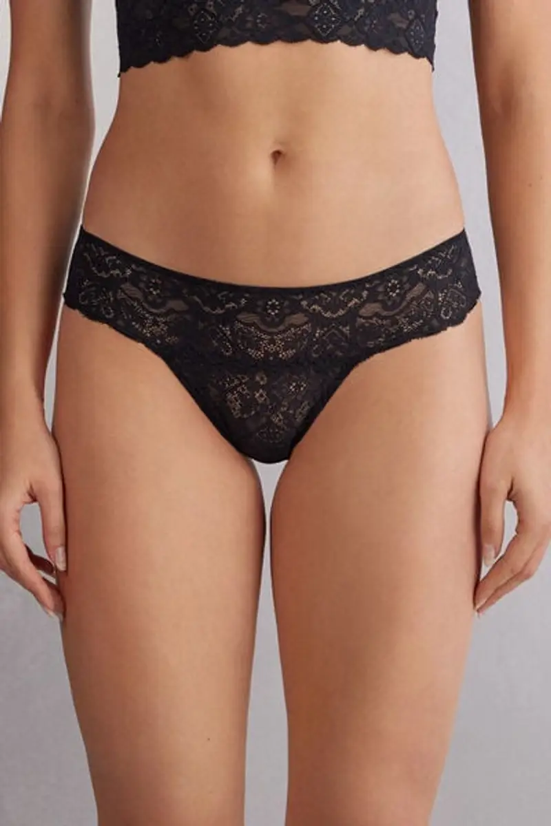 Intimissimi Brasiliana in Pizzo Donna Nero Taglia 4