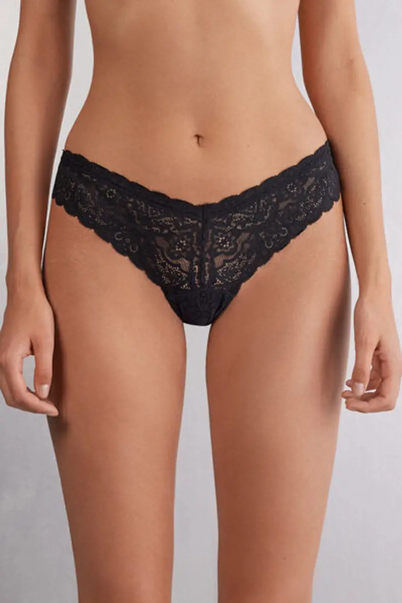 Intimissimi Brasiliana in Pizzo Stile Anni '80 Donna Nero Taglia 4