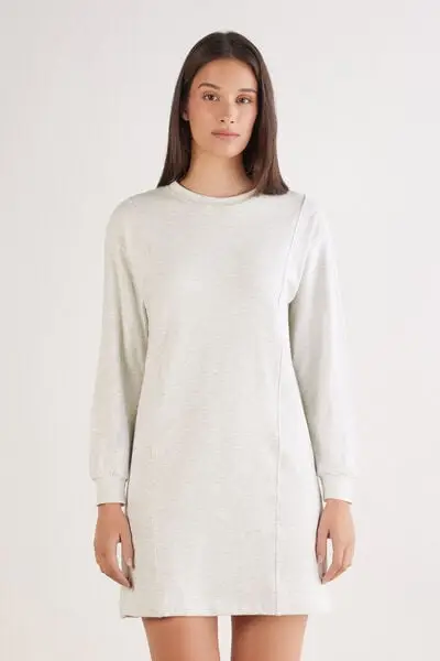 Camica da Notte Manica Lunga in Modal Comfort Details Donna Grigio