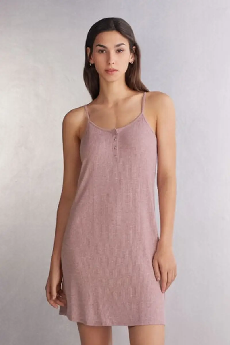 Intimissimi Camica da Notte Spallina Sottile Chic Comfort Donna Rosa Scuro Taglia L