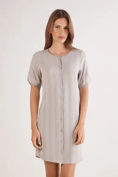Camicia da Notte Aperta Davanti in Modal Delicate Alchemy Donna Beige