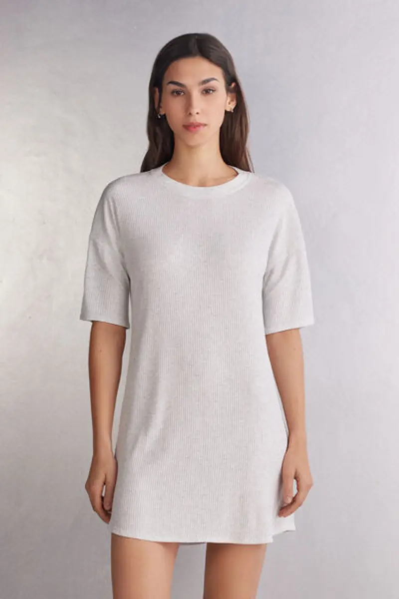 Intimissimi Camicia da Notte in Modal Chic Comfort Donna Grigio Taglia L