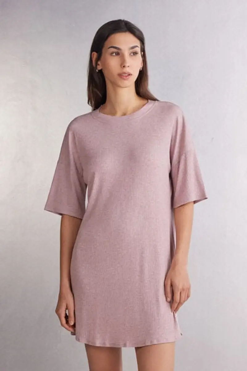 Intimissimi Camicia da Notte in Modal Chic Comfort Donna Rosa Scuro Taglia L