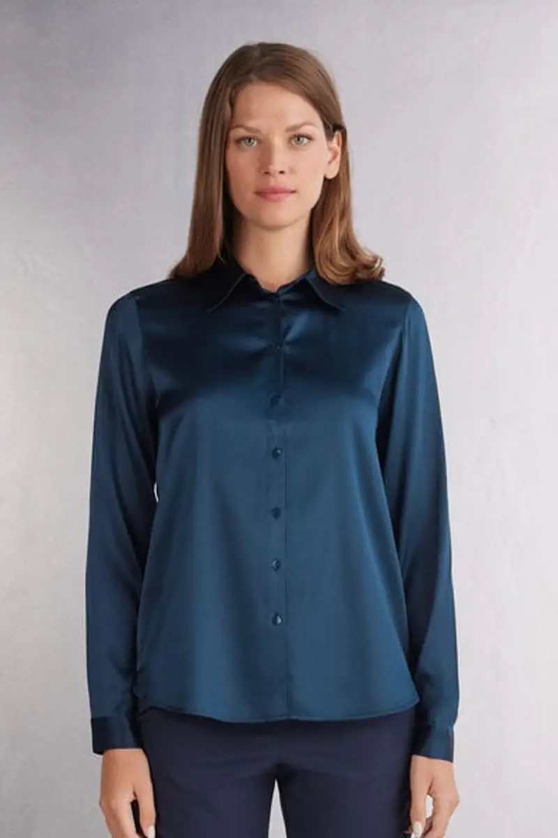 Intimissimi Camicia in seta Donna Blu Taglia L