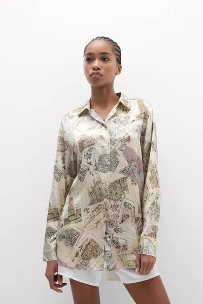 Camicia in Seta Stampata La Dolce Vita Donna Multicolore