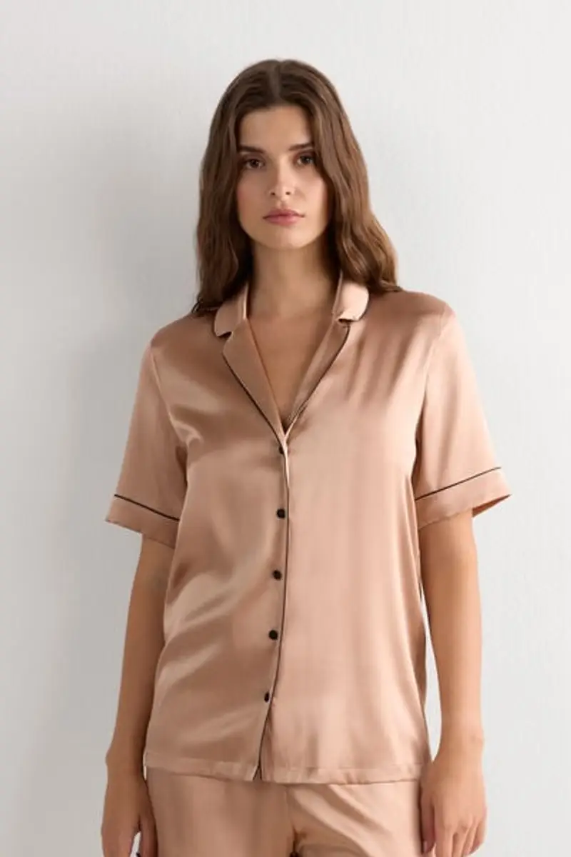 Intimissimi Camicia Maniche Corte in Seta Taglio Uomo Donna Naturale Taglia L