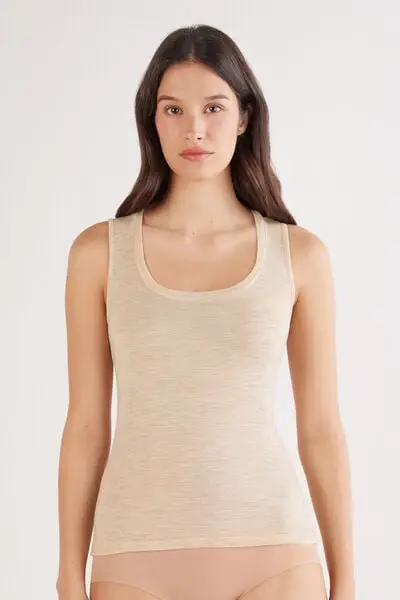 Canotta 100% Lana Merino Donna Beige