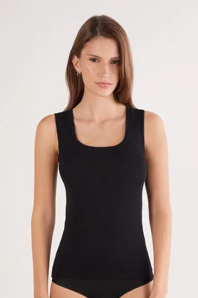 Canotta 100% Lana Merino Donna Nero