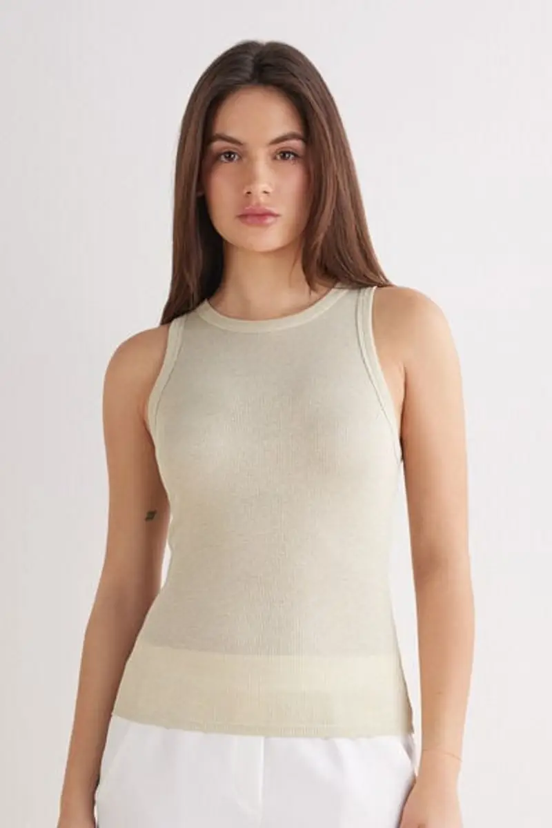 Intimissimi Canotta a Costine in Cotone Lamè Donna Giallo Taglia S