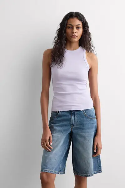 Canotta a Costine in Cotone Superior Donna Viola