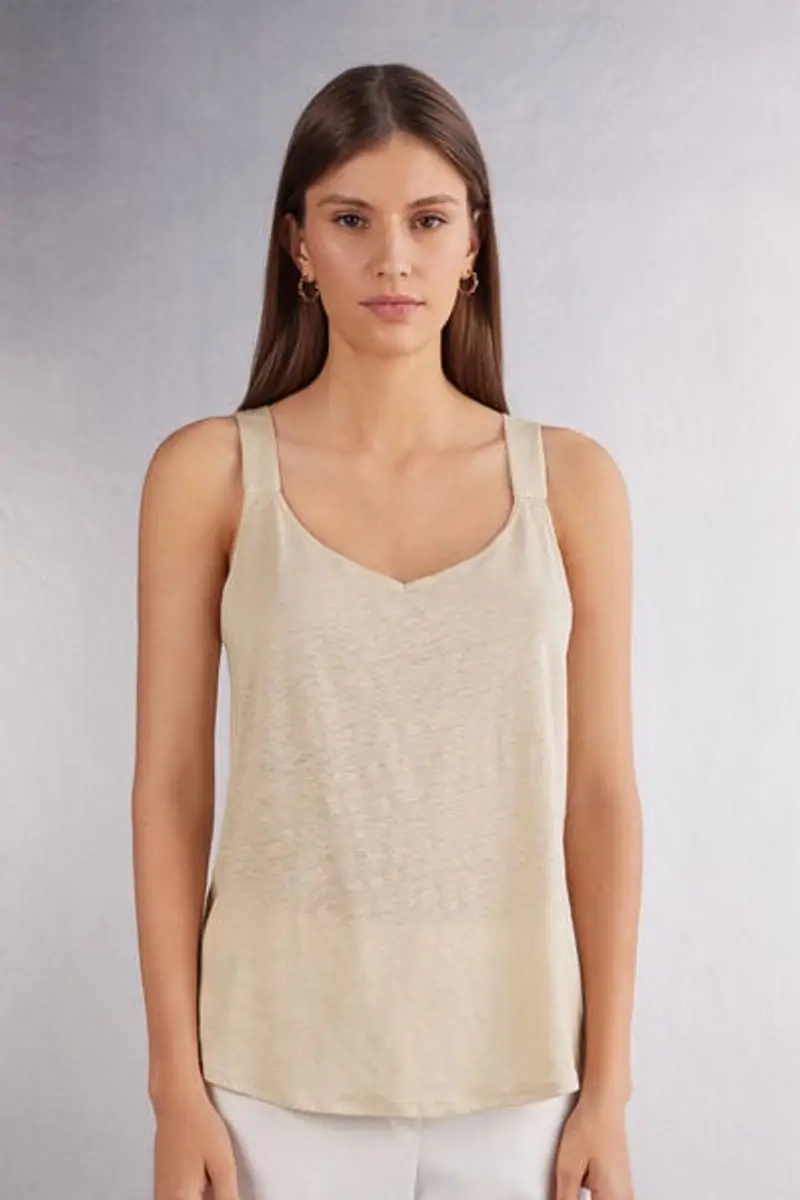 Intimissimi Canotta in Lino The Pure Linen Donna Naturale Taglia S