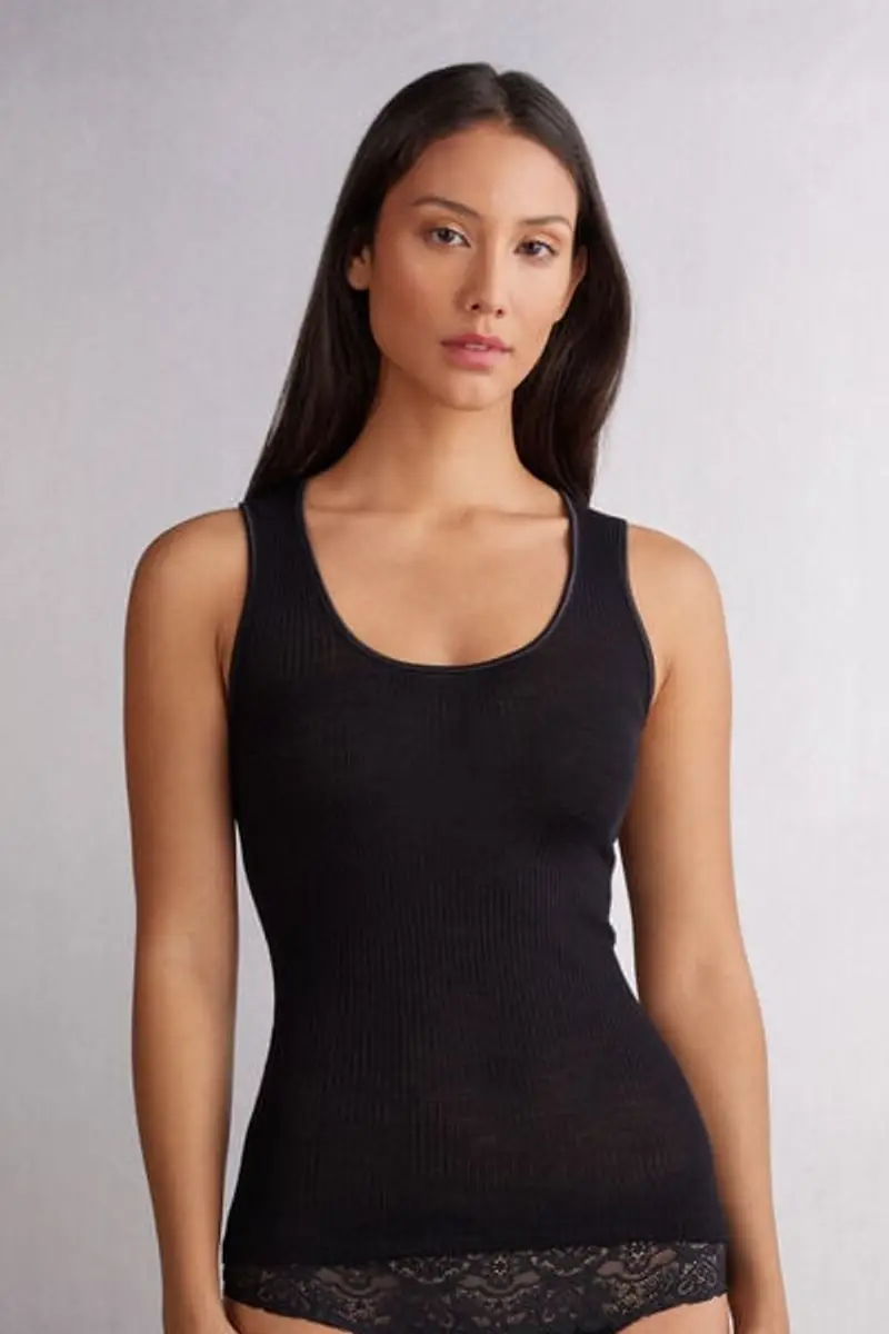 Intimissimi Canotta Lana e Seta Donna Nero Taglia L