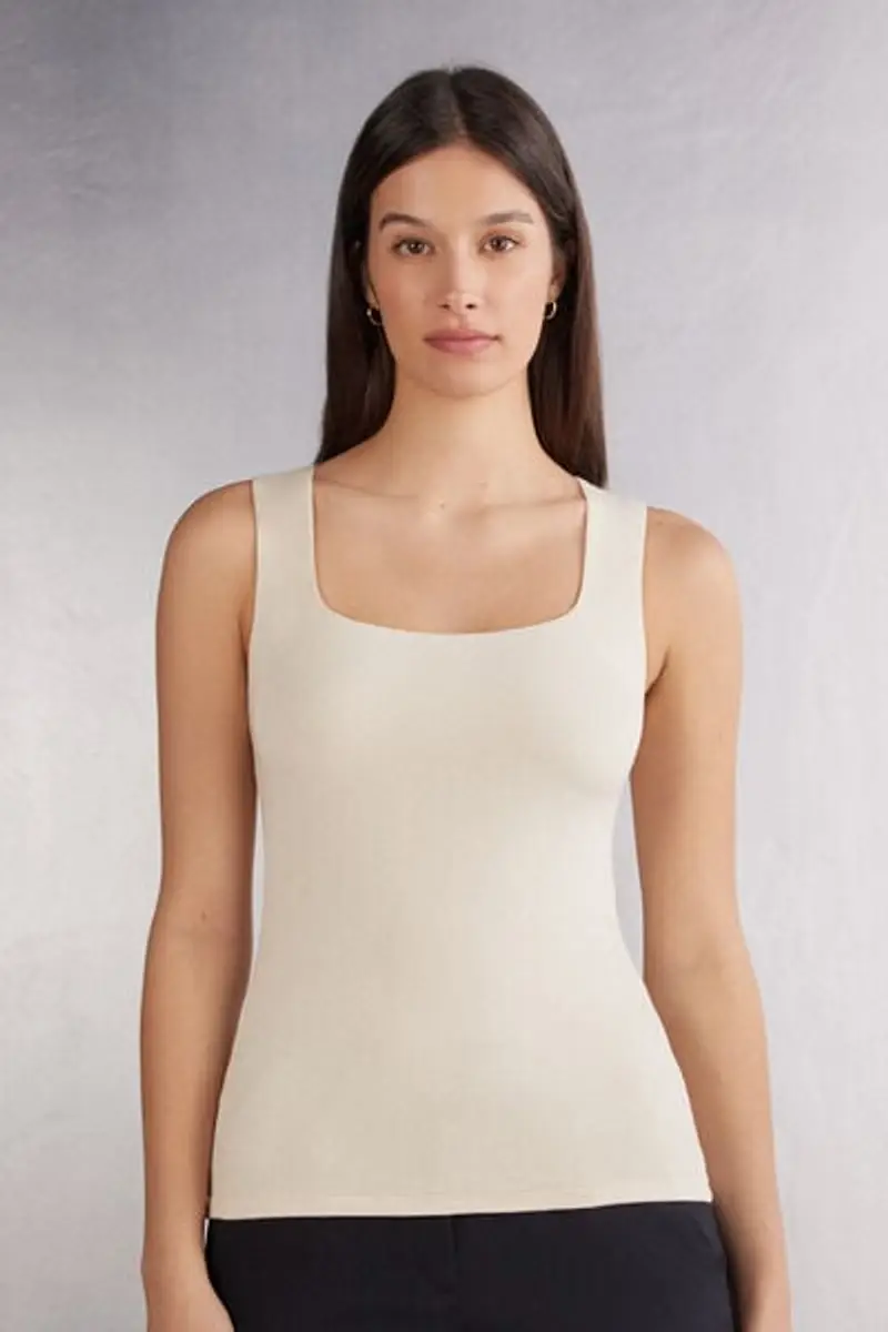 Intimissimi Canotta Spalla Larga in Fresh Bamboo Donna Naturale Taglia L