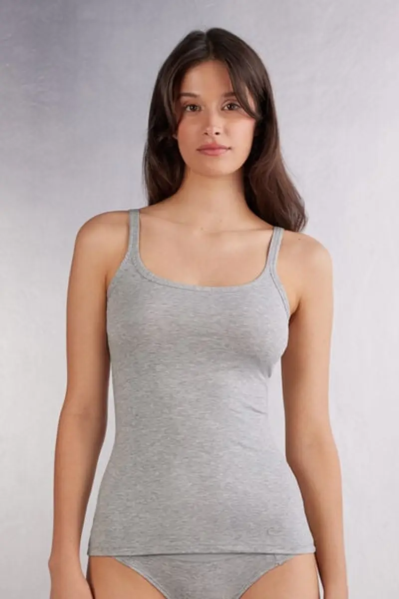 Intimissimi Canottiera con Spalla Stretta in Cotone Donna Grigio Taglia L