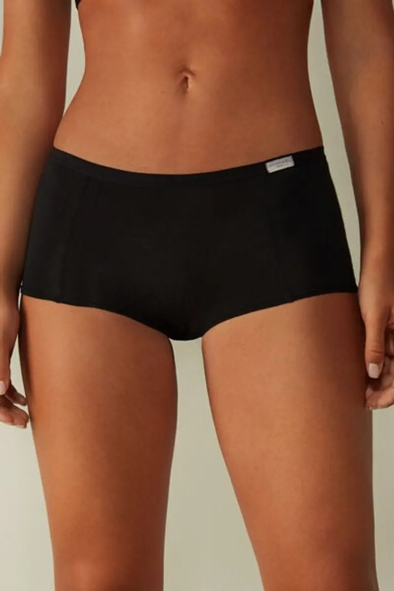 Intimissimi Culotte a Pantaloncino in Cotone Donna Nero Taglia 2