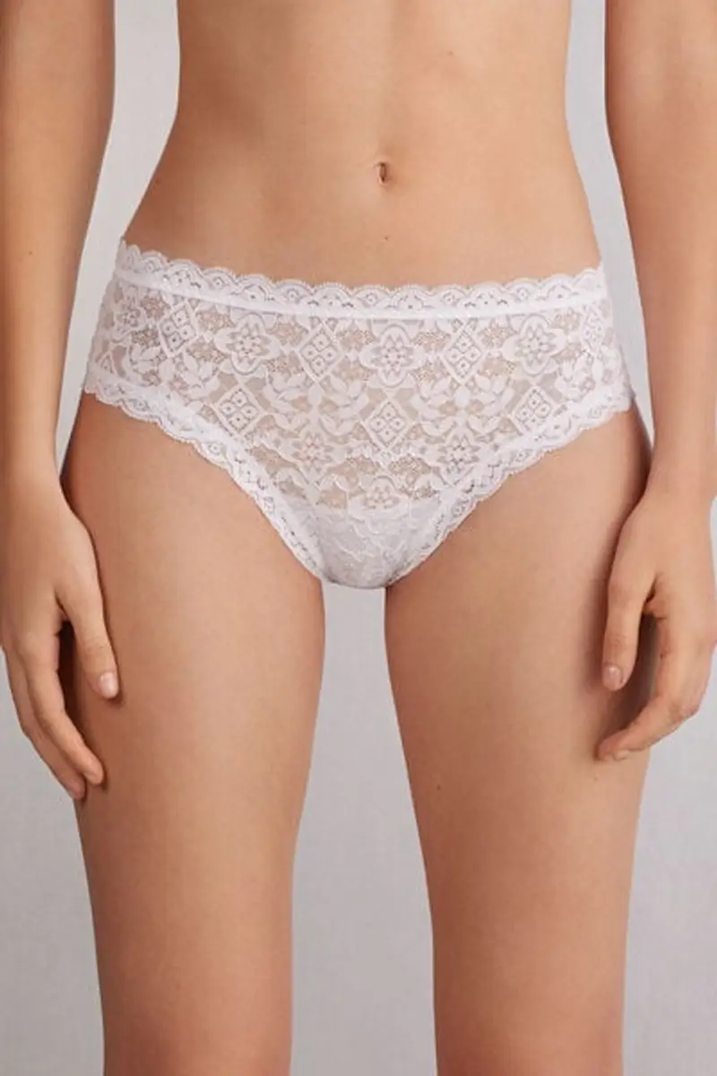 Culotte Brasiliana in Pizzo Donna Bianco