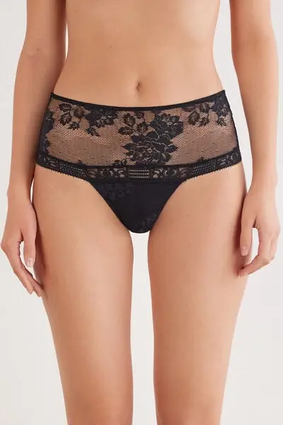 Culotte Brasiliana Vita Alta La Femme Fatal Donna Nero