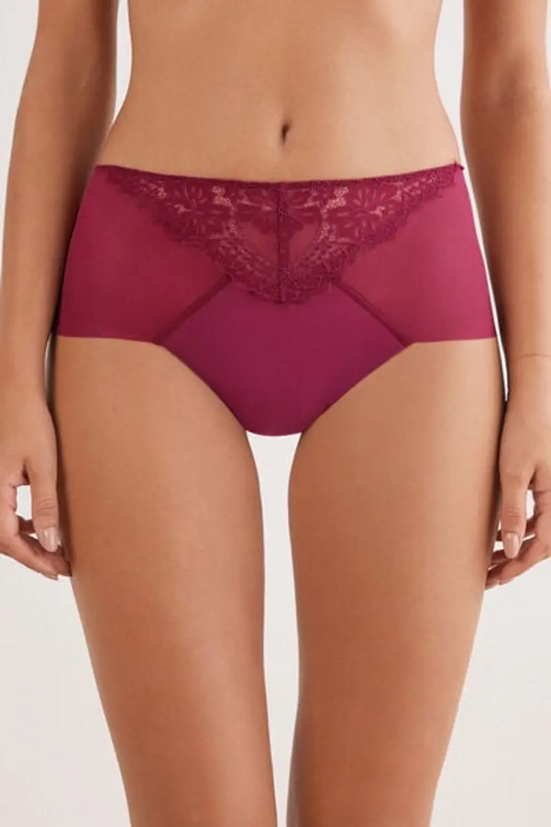 Intimissimi Culotte Brasiliana Vita Alta Sheer Glamour Donna Viola Taglia 2