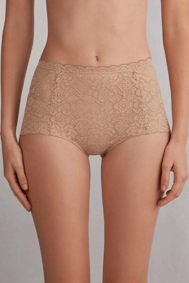 Intimissimi Culotte Vita Alta in Pizzo Donna Naturale Taglia 2