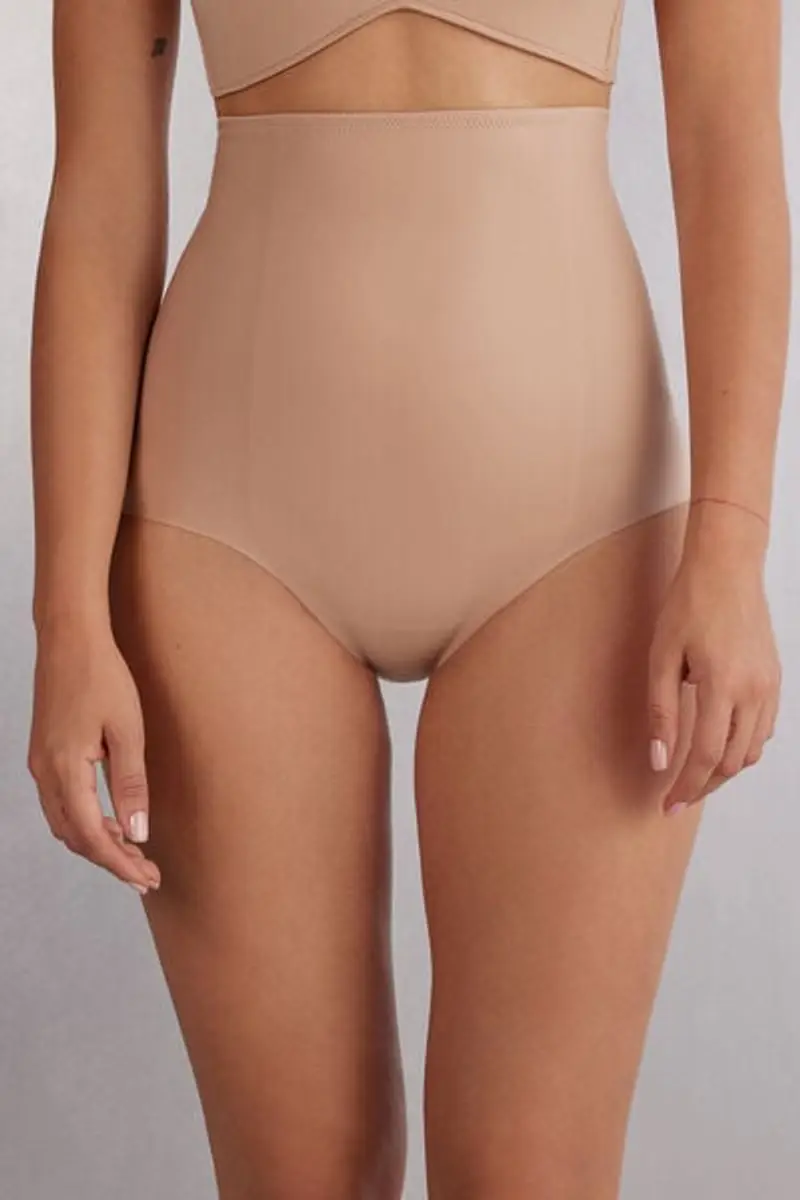 Intimissimi Culotte Vita Alta Modellante in Microfibra Senza Cuciture Donna Naturale Taglia 2