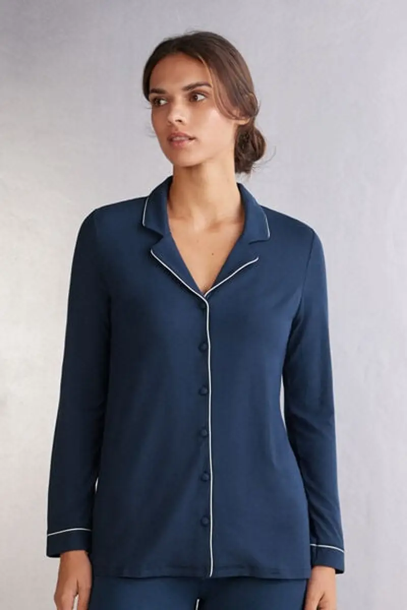 Intimissimi Giacca a Manica Lunga in Micromodal Donna Blu Taglia L