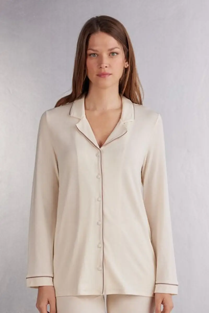 Intimissimi Giacca a Manica Lunga in Micromodal Donna Naturale Taglia L