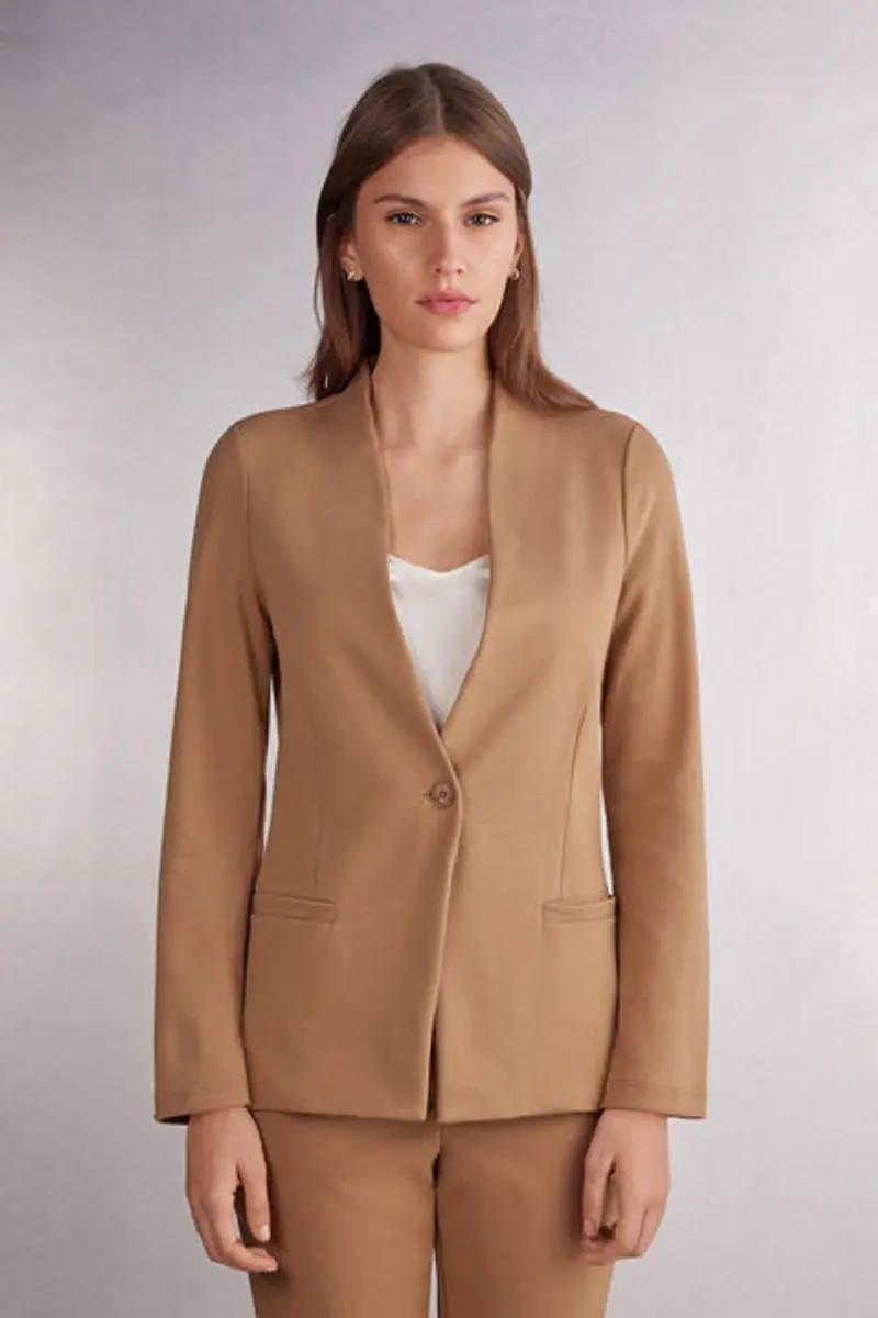 Intimissimi Giacca in Cotone Pesante con Bottone Donna Marrone Taglia L