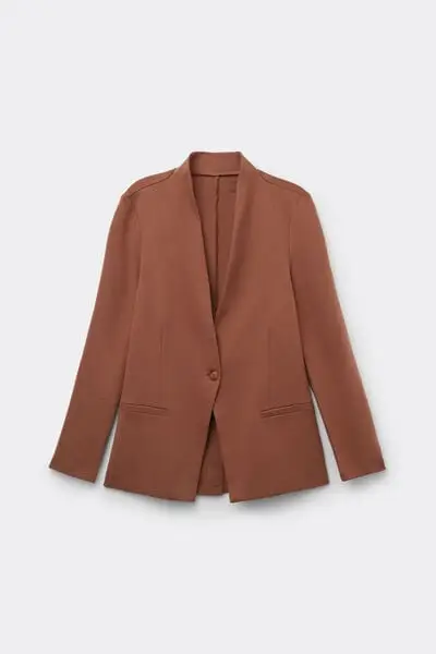 Giacca in Cotone Pesante con Bottone Donna Naturale