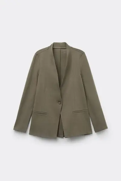 Giacca in Cotone Pesante con Bottone Donna Verde