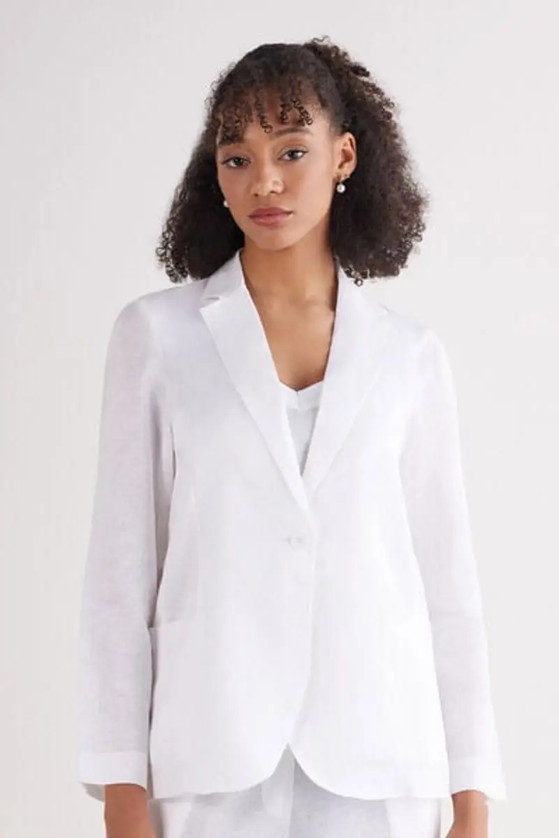 Intimissimi Giacca in Tela di Lino The Pure Linen Donna Bianco Taglia L