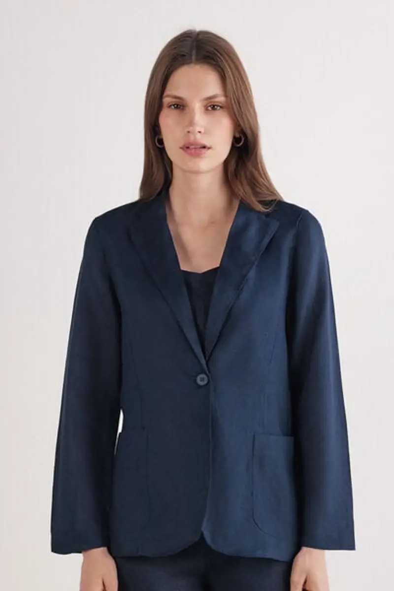 Intimissimi Giacca in Tela di Lino The Pure Linen Donna Blu Taglia L