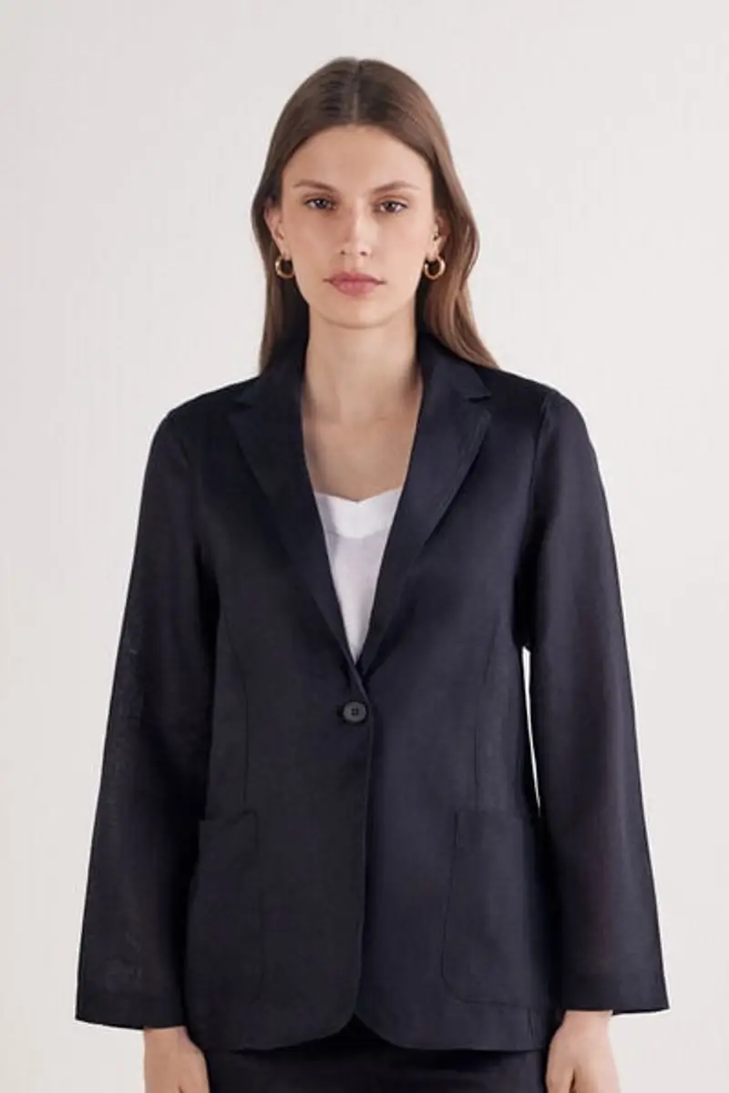 Intimissimi Giacca in Tela di Lino The Pure Linen Donna Nero Taglia L